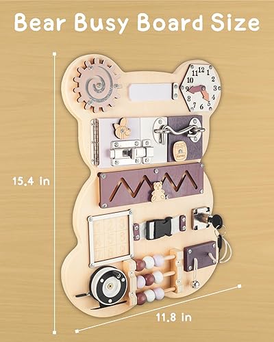 Miniatura 8 de Keeygo Montessori Bear - Tabla de actividades sensoriales para habilidades motoras finas, juguete de viaje en avión, tren y automóvil para el