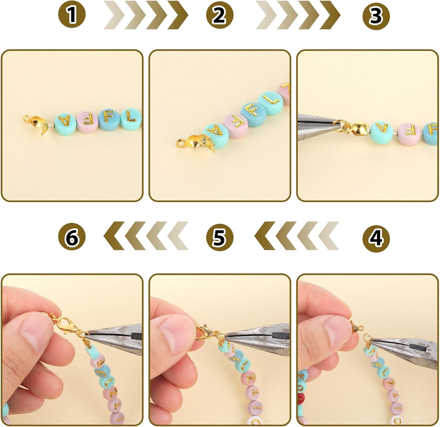 1000PCS Crimp Beads for Jewelry Making, 3mm Crimp Bead Covers, Gold/Silver Bead Bracelet Making Supplies, Knot Covers Clamshell Fold-Over Beads Cover for DIY Bracelet Necklaces Earrings - Image 6