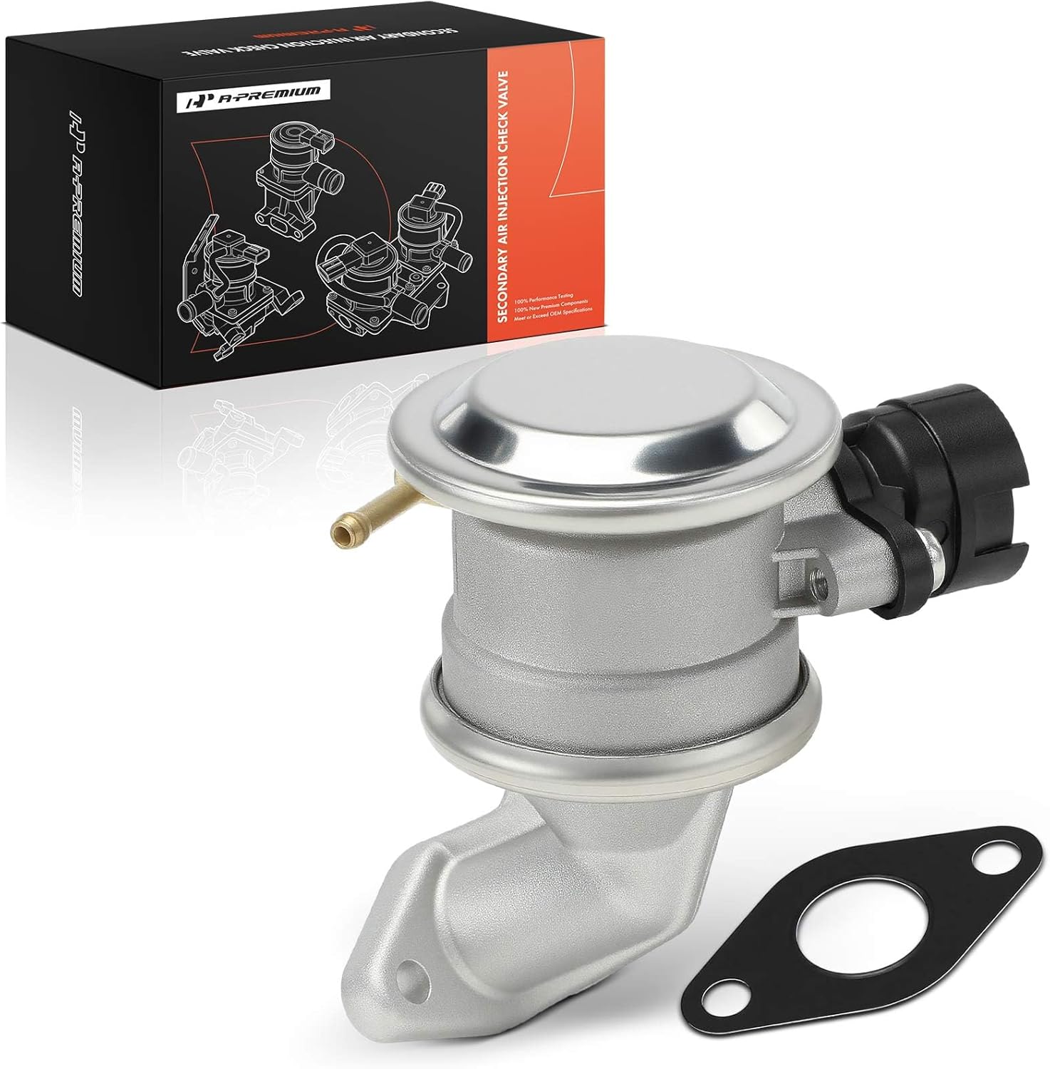 A-Premium Secondary Air Injection Check Valve Compatible with BMW E53 Series X5, 2001-2006, 3.0L, Air Pump Check Control Valve with Gasket