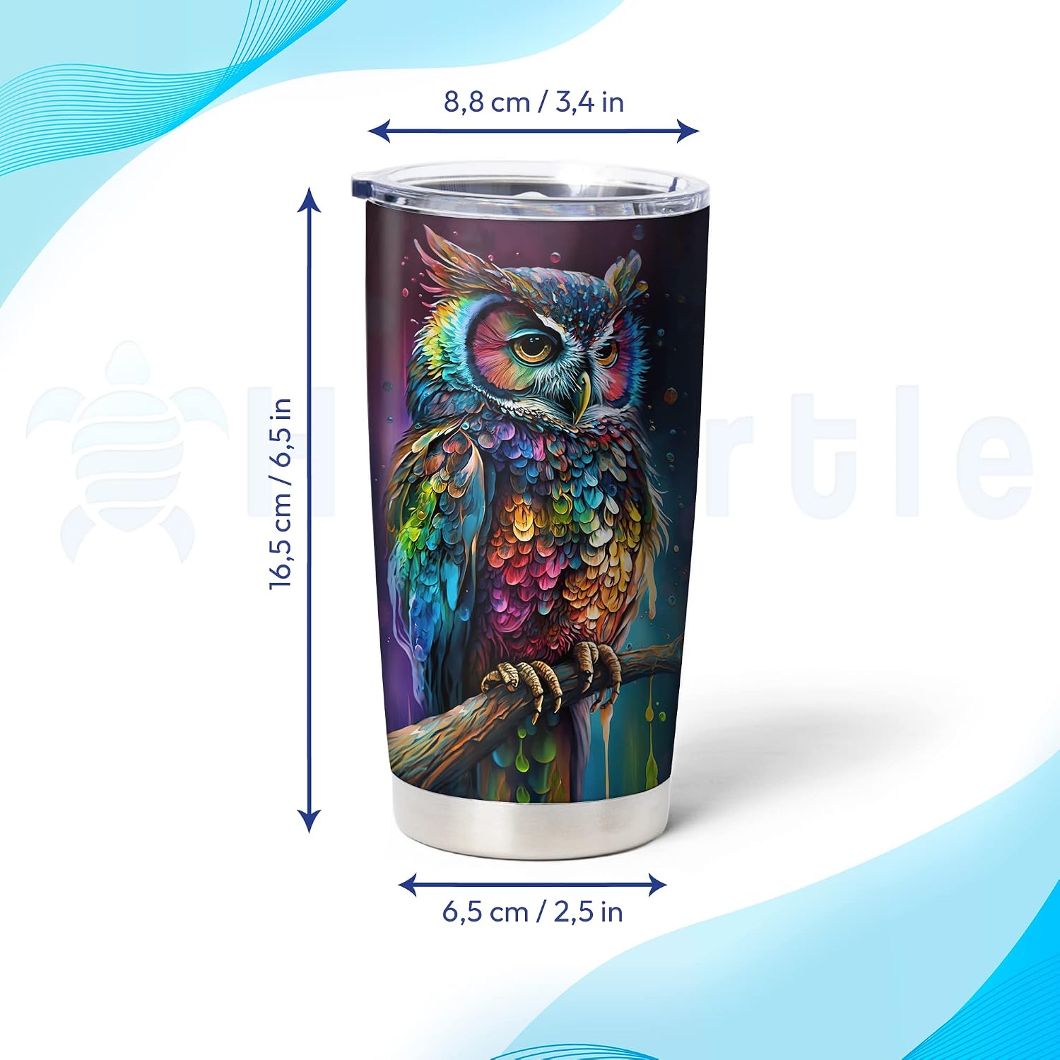 Hyturtle Personalized Owl Lovers Tumbler - Owls Print Custom Name Stainless Steel Coffee Tumbler 20 oz With Lid - Idea Owl Lover, Animal Lover Gifts For Women, Mom, Daughter For Birthday, Christmas