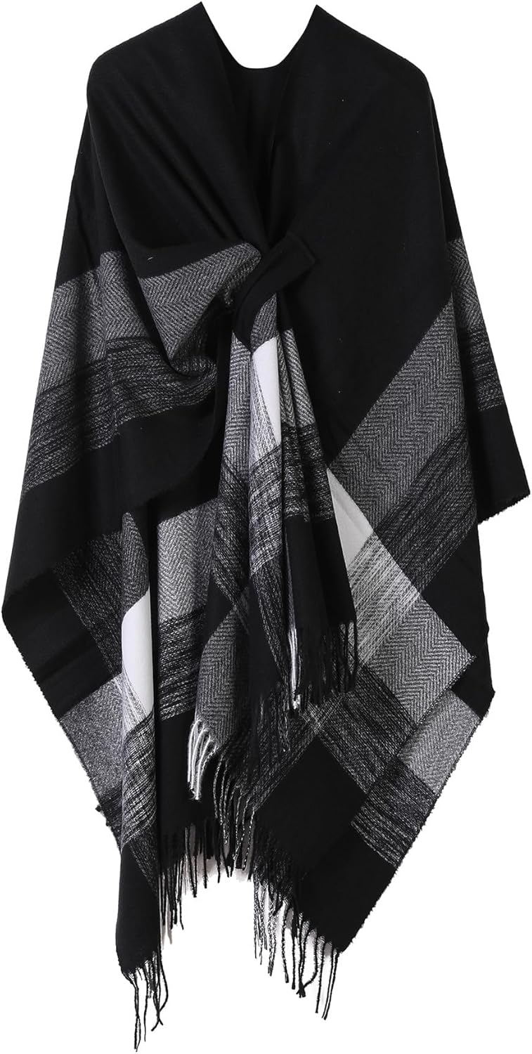 Ladiery Women's Winter Shawl Wrap, Elegant Soft Fleece Poncho with Tie or Pocket Style, Cozy for Wedding, Church and Evening