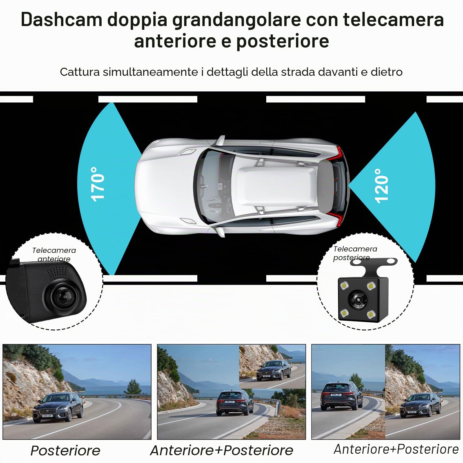 Podazz Telecamera per Auto da Full HD 1080P Grandangolare Posteriore impermeabile Telecamera con Sistema di Monitoraggio Inverso