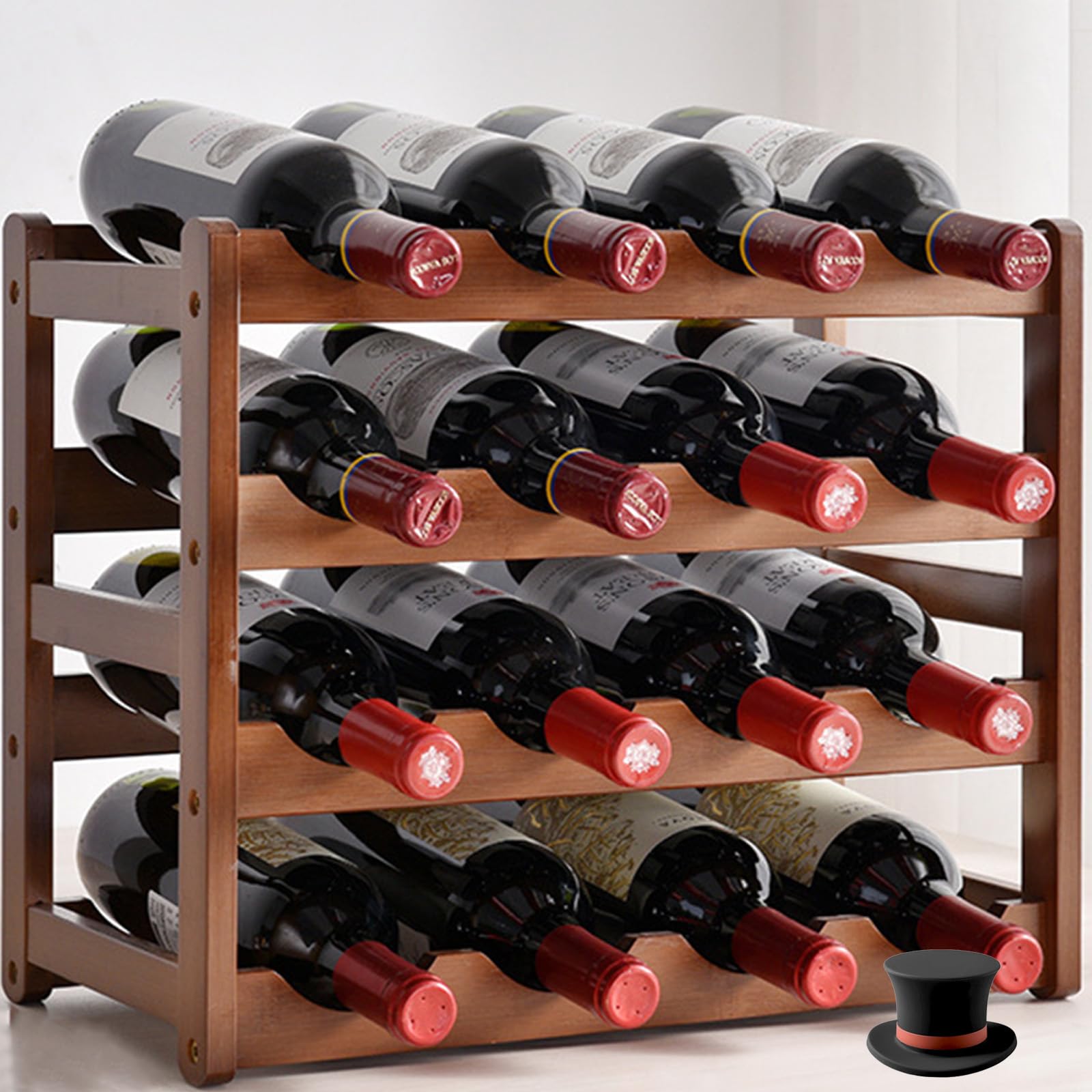 Cantinetta Vino 16 Bottiglie Portabottiglie Vino In Bambù - Cantinetta Per 16 Bottiglie 43x23x38 Cm Cantinetta Bambù 16 Bottiglie - 5