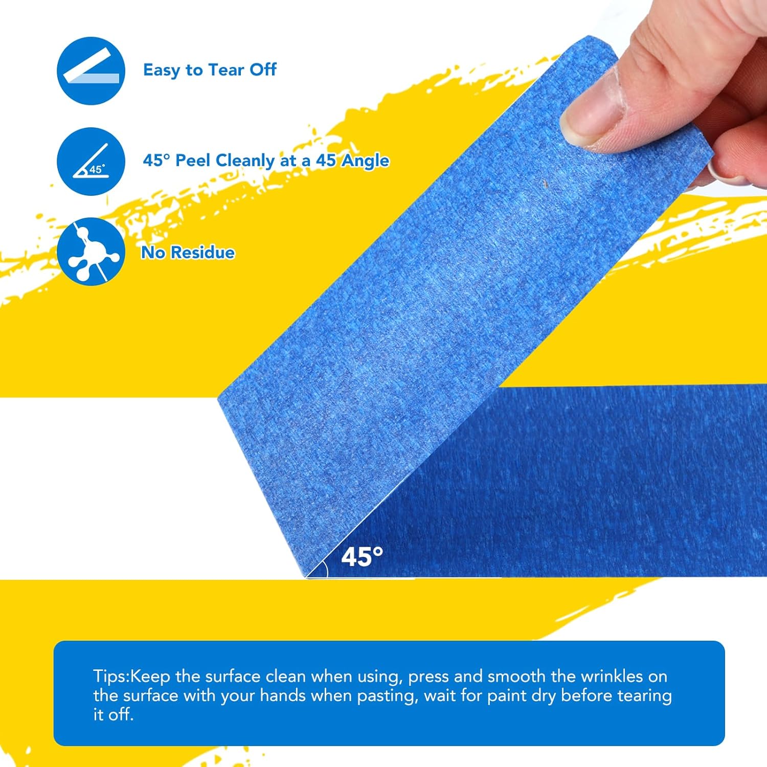 VOISEN 16 Packs Painters Tape, Blue Painters Tape, 2 Inch Wide (1.85 in x 55 Yds), Masking Tape for Multi-Purpose, Masking Tape Bulk,DIY Artist Craft Arts, Decoration, Drafting, No Residue