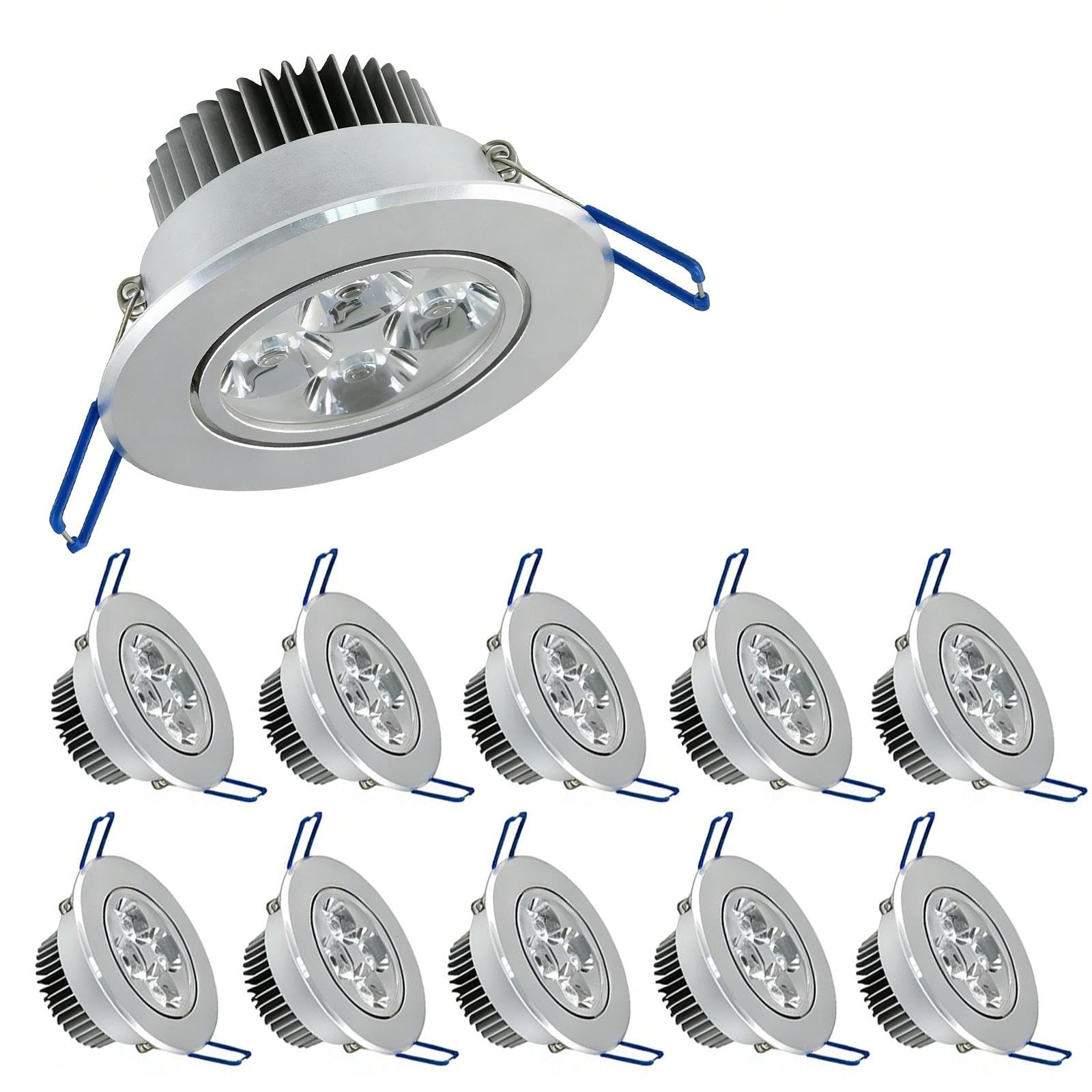 POCKETMAN Paquete de 10, 220V 4W Dimmable LED Empotrable Foco de techo empotrado Foco blanco frío, 360-400 lúmenes (equivalente a 40W)