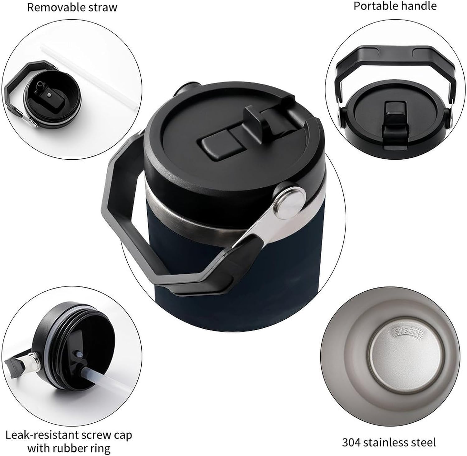 City Seattle Water Bottle 30 Oz Fits Car Cup Holder,Insulated Coffee Mug Large Capacity Car Cups,Stainless Steel Double Wall Sport Bottle for Travel Sports Gym