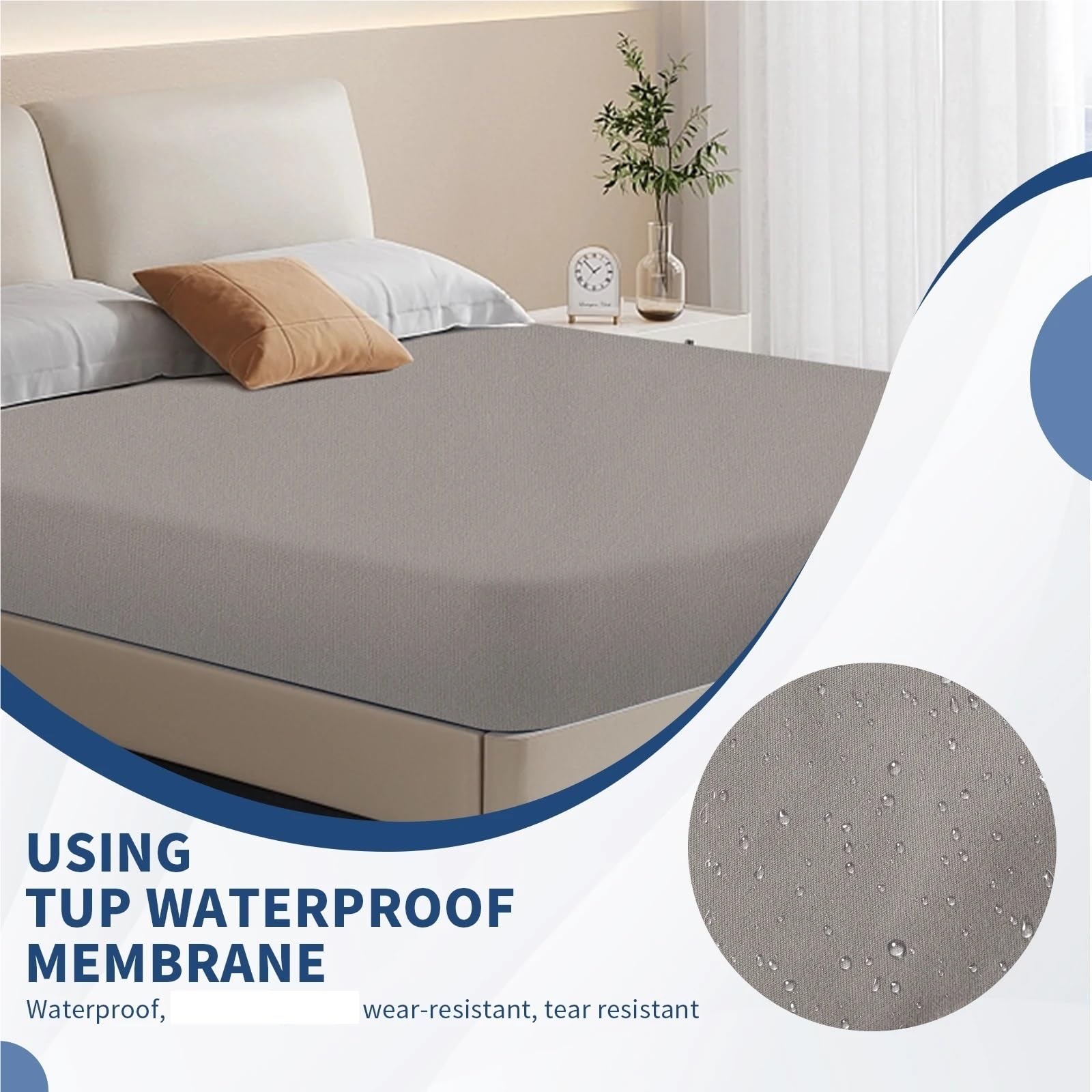 Funda de colchón Impermeable Cama con Cremallera Sábana Ajustable Protector Todo Incluido Antideslizante Sin Funda Almohada para ColchóN(137x190x36 cm)