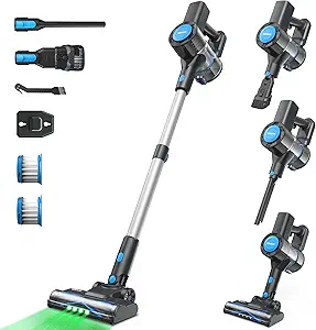 Cordless Vacuum Cleaner, Powerful Lightweight Stick Vacuum with 2200 mAh Battery, 6-in-1 Rechargeable Vacuum Cleaners for Home, Up to 40 Mins Runtime, for Hard Floor Carpet Pet Hair-N10