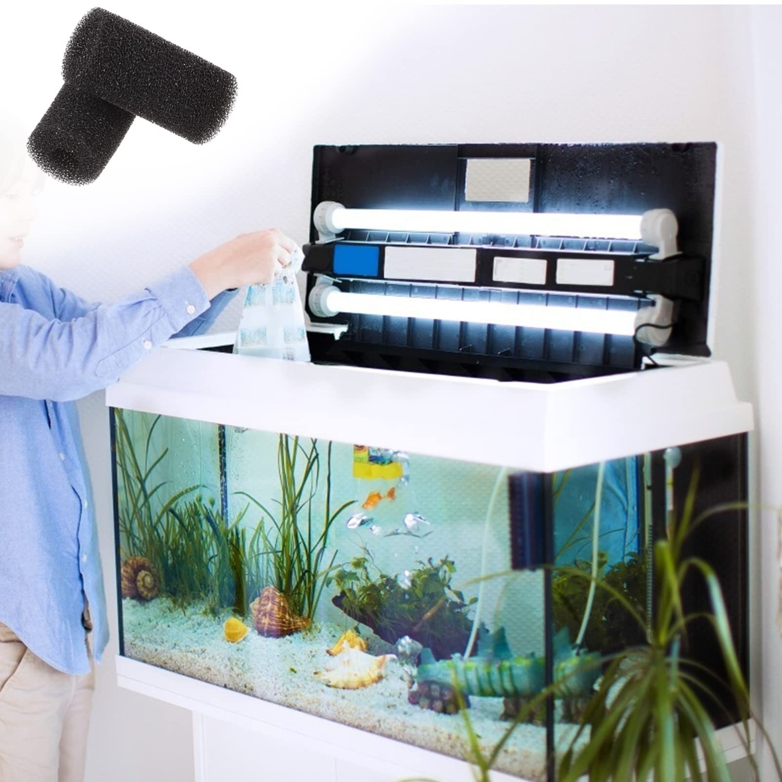 DOITOOL 10pièces Éponge Filtrante pour Aquarium Lot de Mousse pour Entrée De Filtre Évite Aspiration des Jeunes Poissons Et Crevettes Améliore La Filtration Les Aquariums Et Bassins