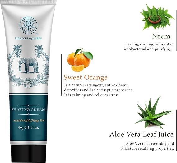 Forest Essentials Shaving Cream Sandalwood & Orange Peel 60g