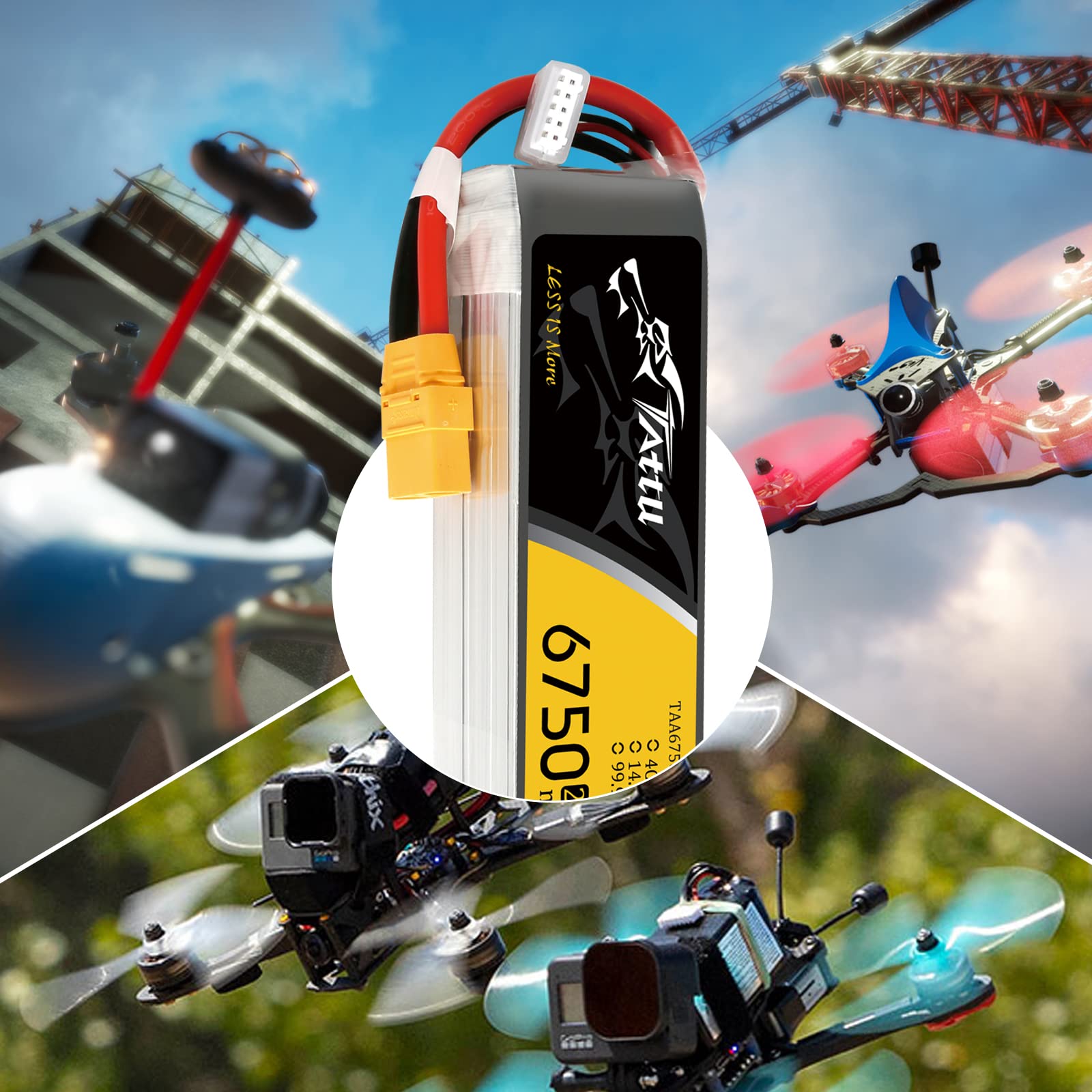 Tattu 25C 6750mAh 14.8V 4S Lipo Akku Mit XT90 Stecker Für Elite UAV in Size 550