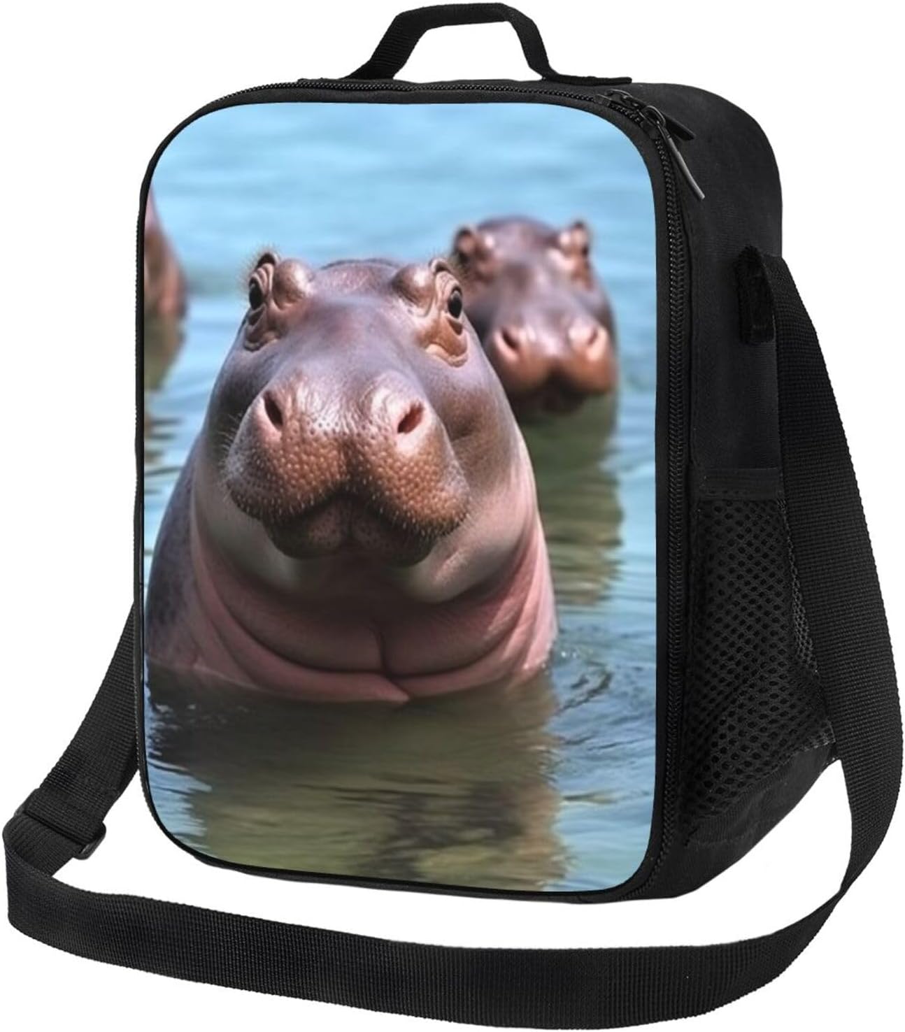 Cute Hippos Lunch Box for Women Men Insulated Lunch Bag Reusable Lunch Tote Bags for Work Office Travel