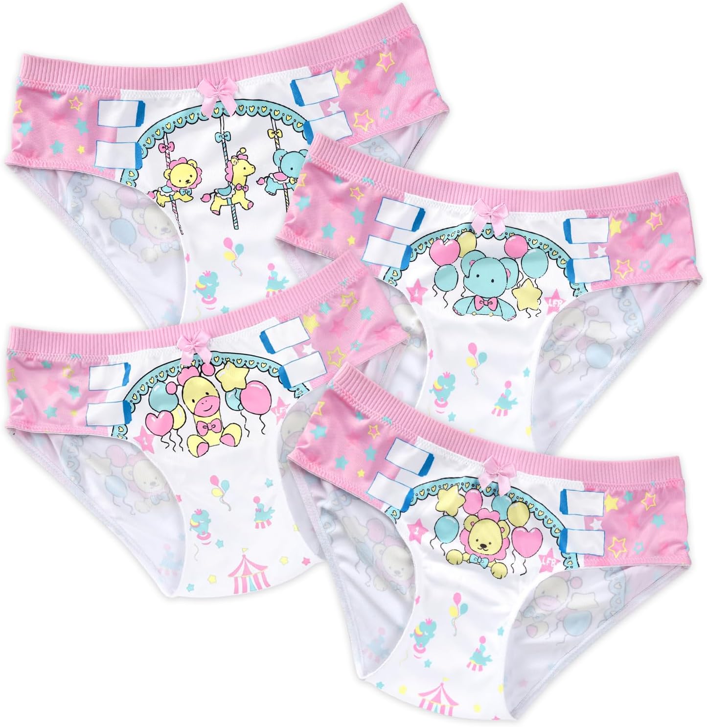 Littleforbig Women's Silky Soft Underwear Comfortable Briefs Babydoll Little Circus 'Oopsie' Potty Pants 4 Pack Panties Set - Image 6
