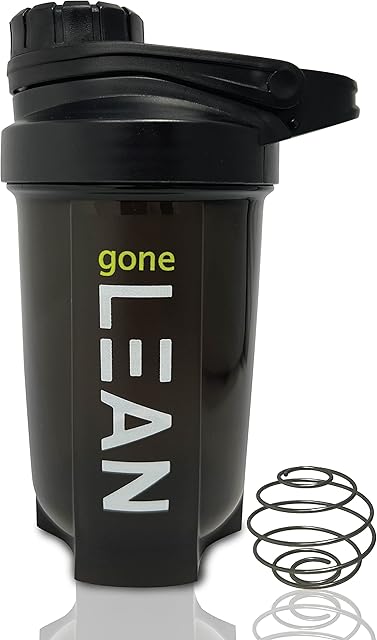 goneLEAN (TM) Protein Shaker Bottle 500ml with Mixing Ball & Curved Base | Leakproof Shaker for Protein Shakes | Protein Bottle | Gym Shaker | Mix Bottle | Shaker Bottle for Protein Shakes (Black)