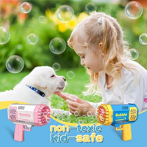 Miniatura 4 de Pistola de burbujas con solución de burbujas de luz, gran lanzador de burbujas, soplador de burbujas, máquina de burbujas para hacer burbujas,