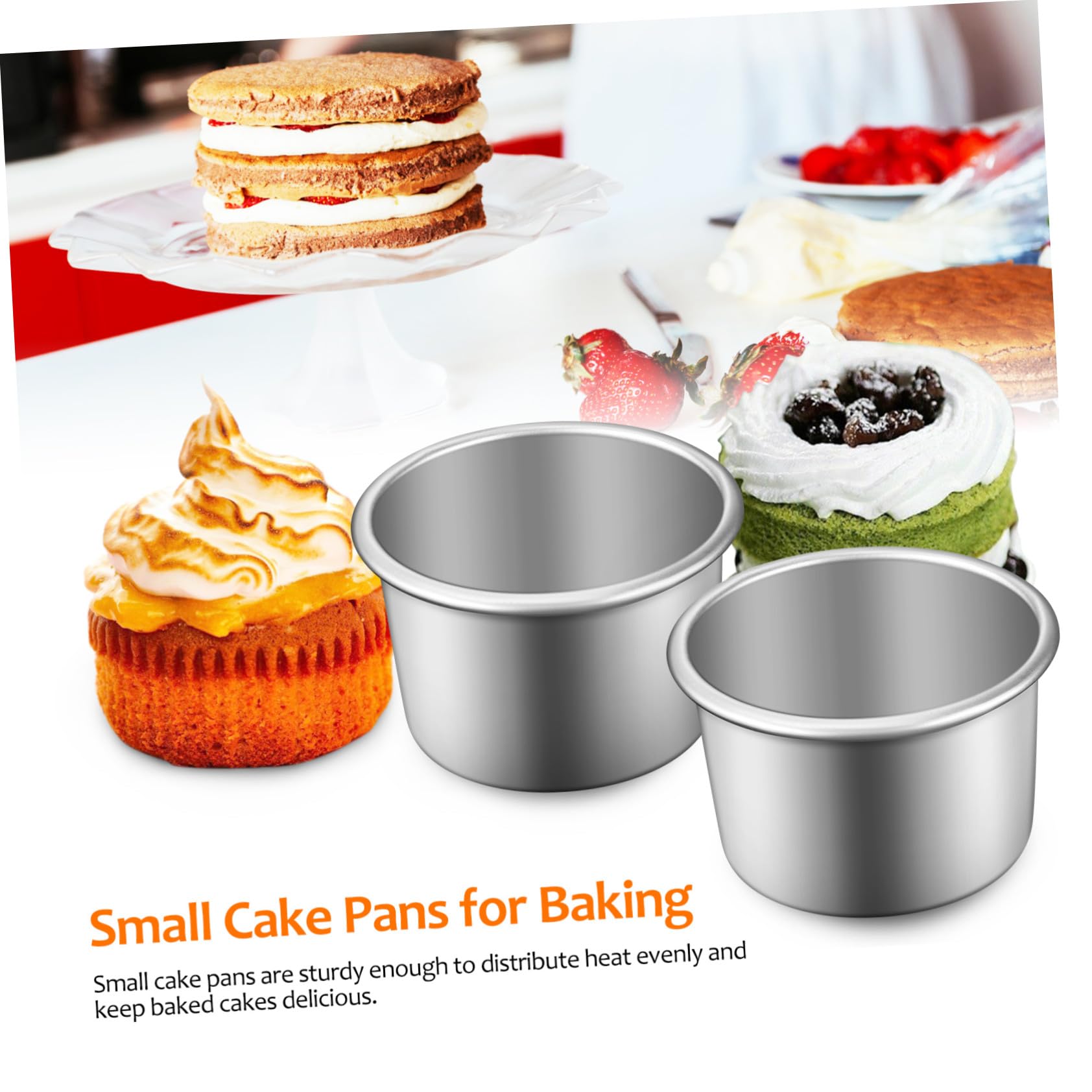 Moules à Gâteau Ronds et Répartit la Chaleur Uniformément Chauffe Rapidement avec Fond Amovible en Alliage D'aluminium Ensemble de 4 pour Fêtes et Réunions Entre Amis