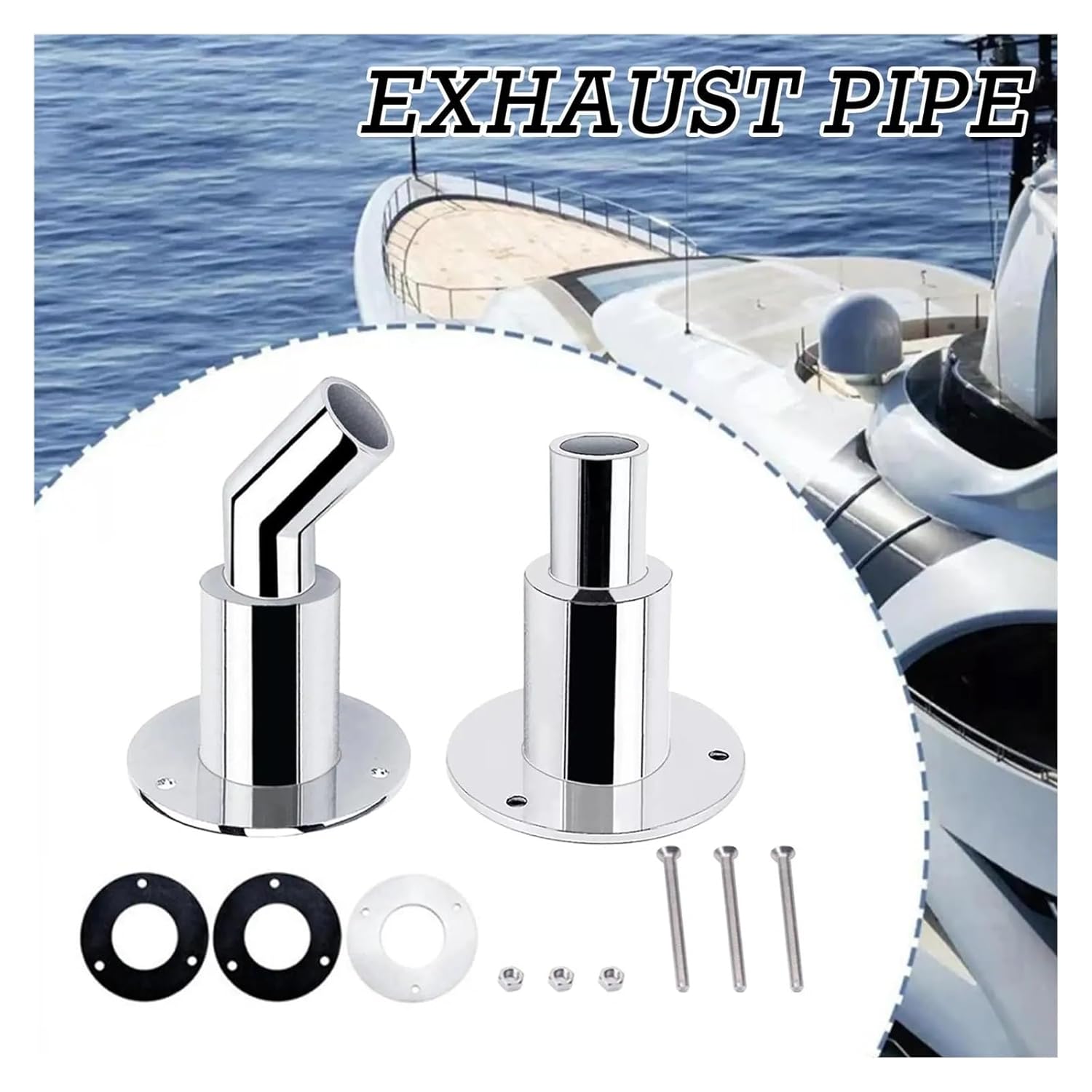 Ship Fittings 22/24mm Steel Air Parking Heater Exhaust Pipe Connector for Motorhome Boat Truck Through Hull Pipe Fittings Marine Hardware(24mm Straight Tube) Plumbing Fittings