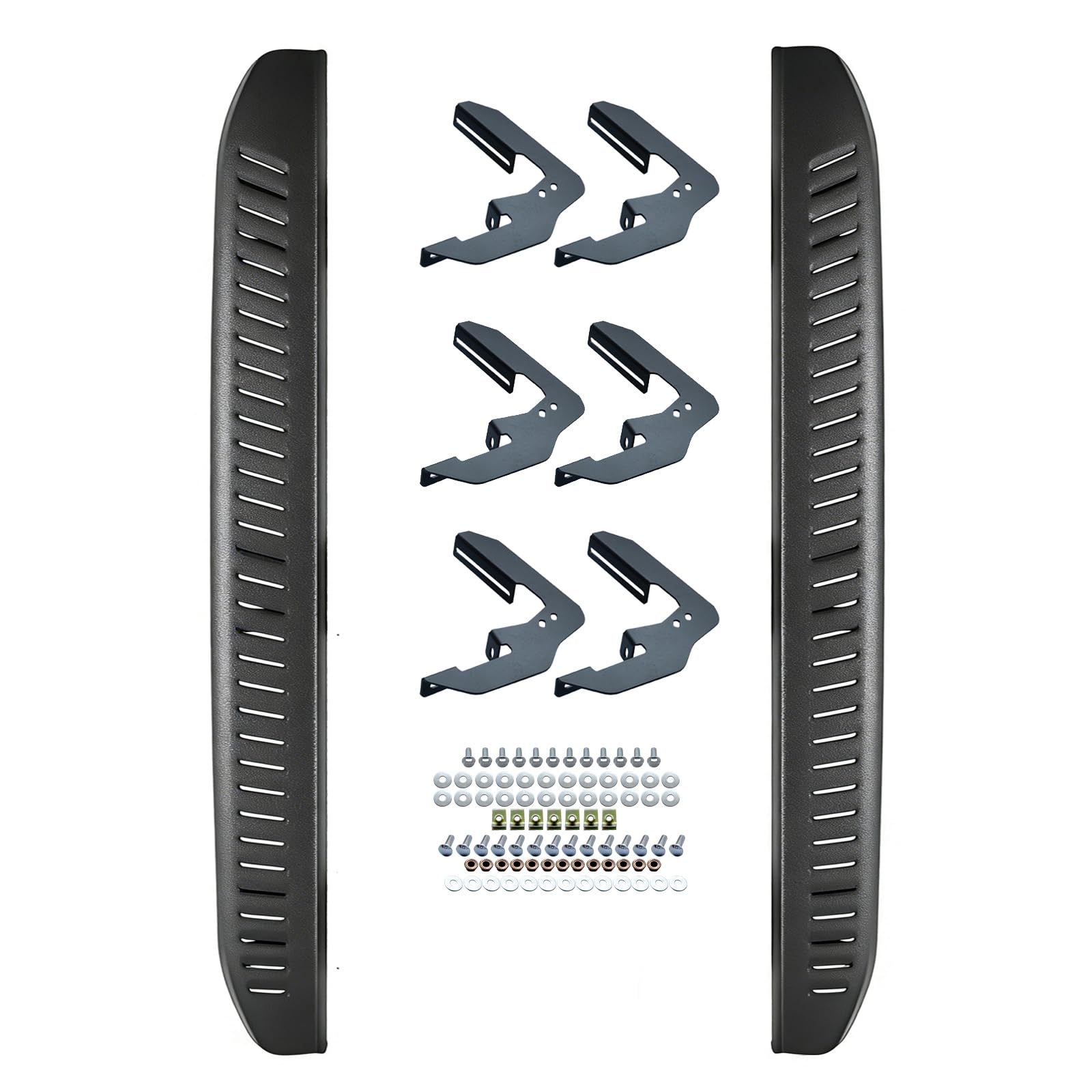 Photo 1 of **MISSING HARDWARE**** 7 Inches Running Boards Compatible with 2019-2026 Chevy Silverado & GMC Sierra 1500(Excl 2019 Ld/Lt) 2020-2025 Silverado/Sierra 2500HD 3500HD Crew Cab, Black Textured Side Step Nerf Bars