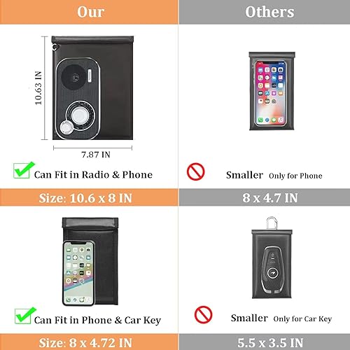 Miniatura 6 de Paquete de 4 bolsas Faraday para portátiles, tabletas, radio y llaves de coche, jaula Faraday, protector de llavero Faraday, bolsa RFID impermeable