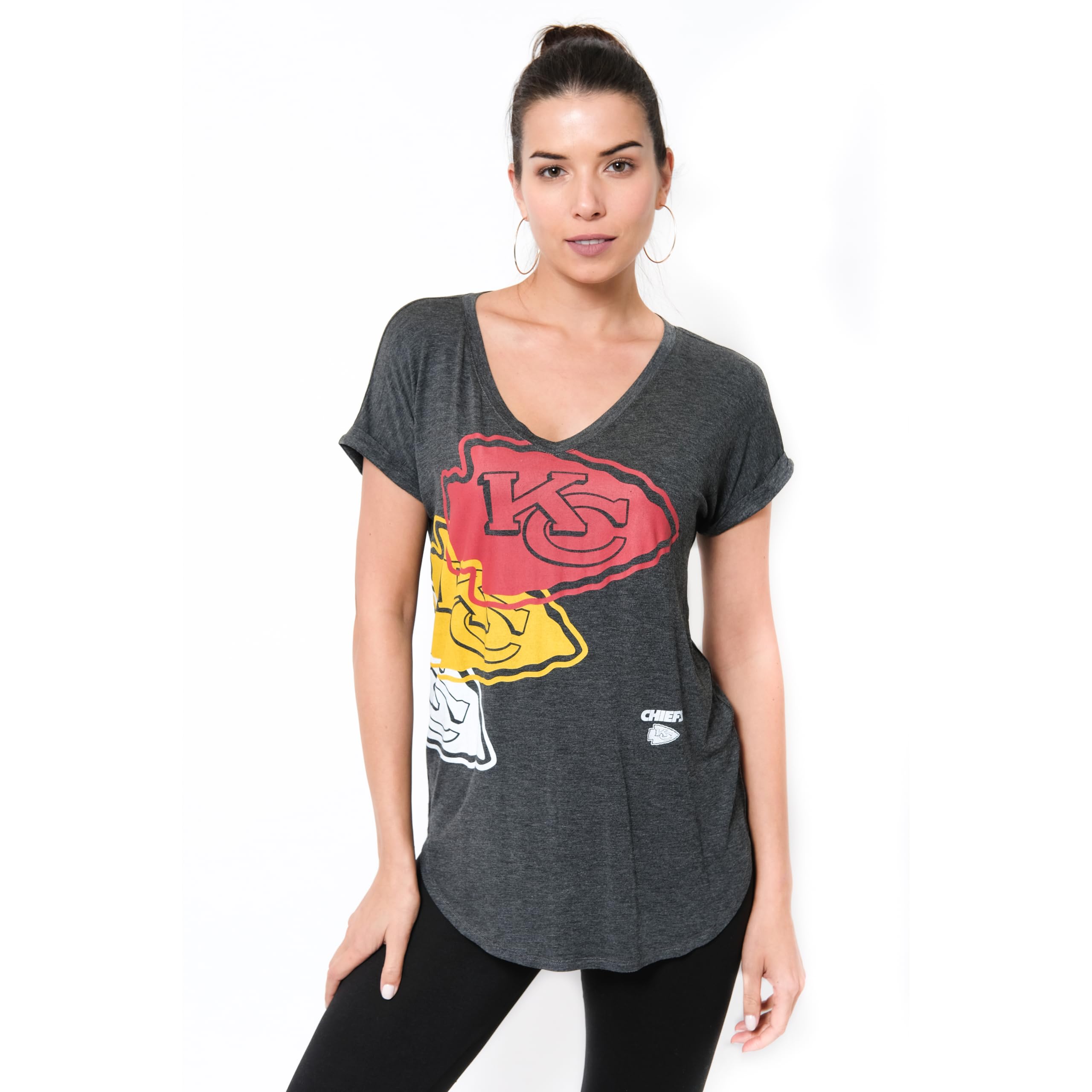 Ultra Game Women’s NFL Official Super Soft Modal Vintage V-Neck T-Shirt