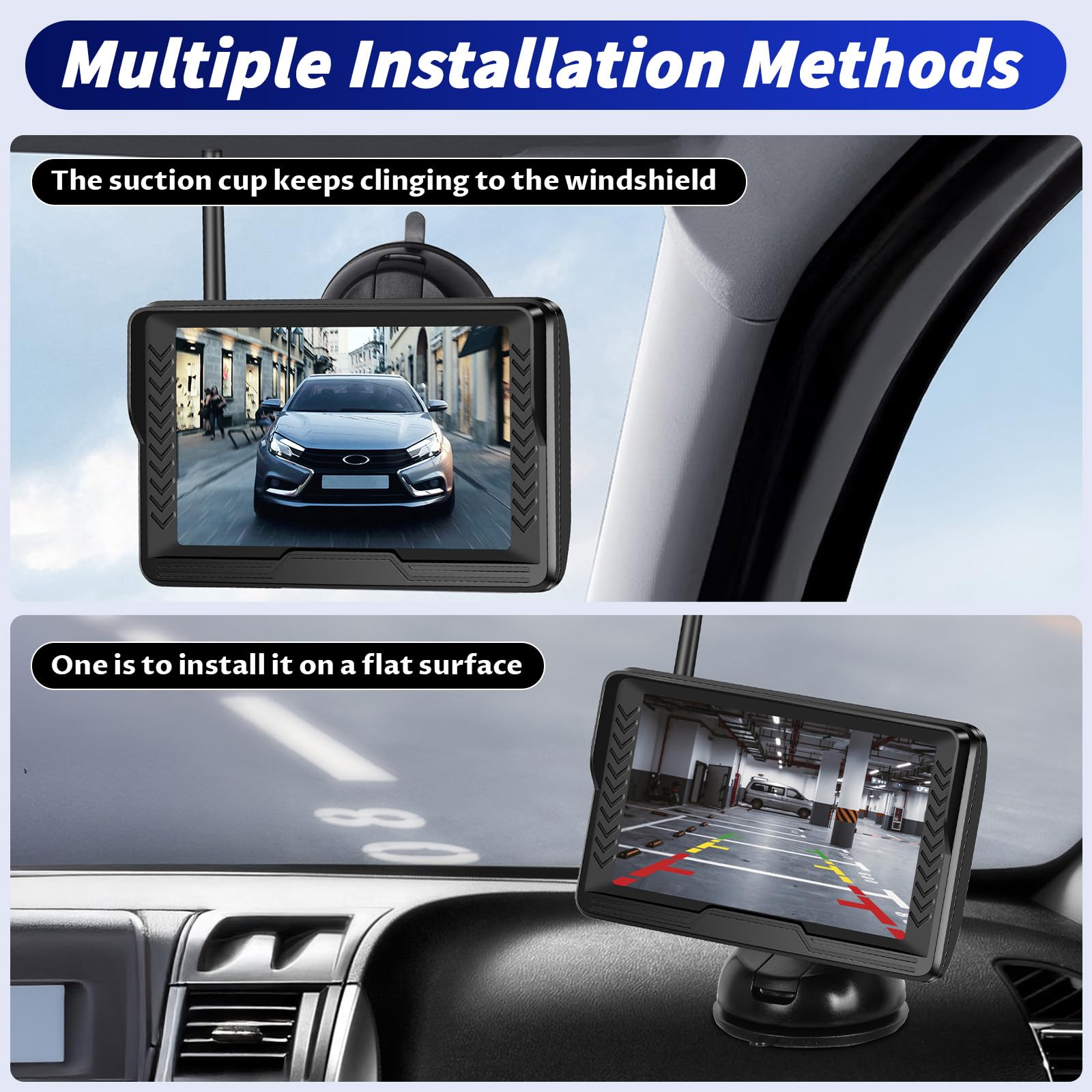 Kabellose Digitale Rückfahrkamera Set IP68 Infrarot Nachtsicht AHD 1080P 5" IPS Monitor DC 12V