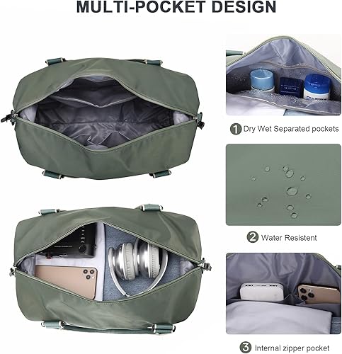 Miniatura 5 de Weekender Bags for Women,Carry on Bag,Overnight Bag with Trolley Sleeve,Sports Tote Bag,Travel bag for Women, Dark Green