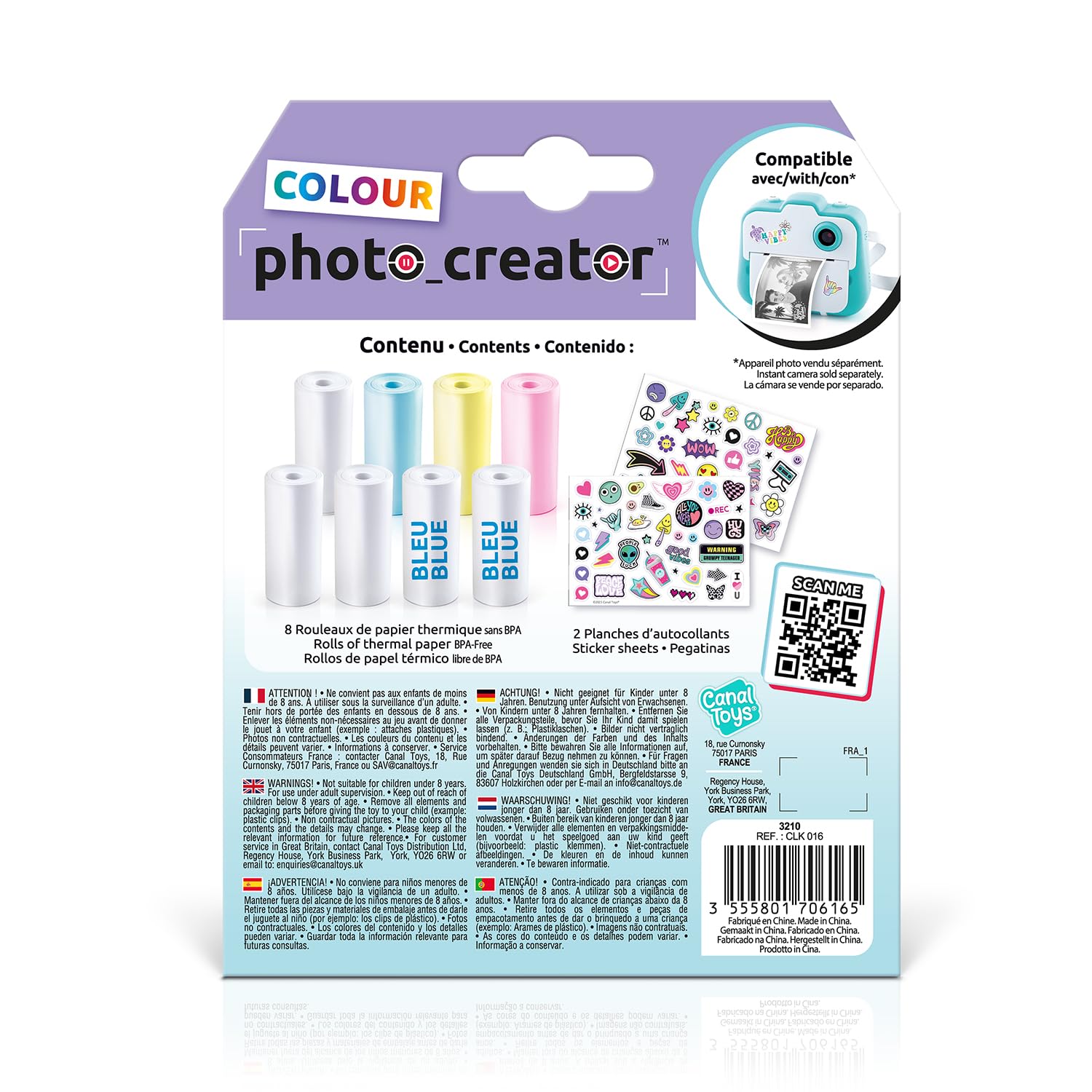 Canal Toys Fotocamera istantanea-Kit di Ricarica con Carta Speciale Color-CLK 016, Bianco