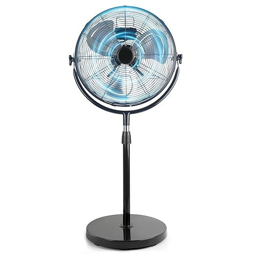 18 Inch High Velocity Pedestal Fan, Heavy Duty Industrial Standing Fan with 3-Speed & Adjustable Height (47.1"-55.1"), Metal Fan for Bedroom, Patio, Workshop & Indoor Air Circulation