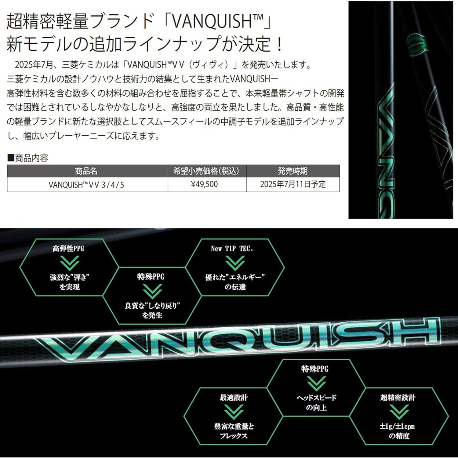 美品】VANQUISH VV ピン スリーブ ドライバー シャフト カスタム 楽天