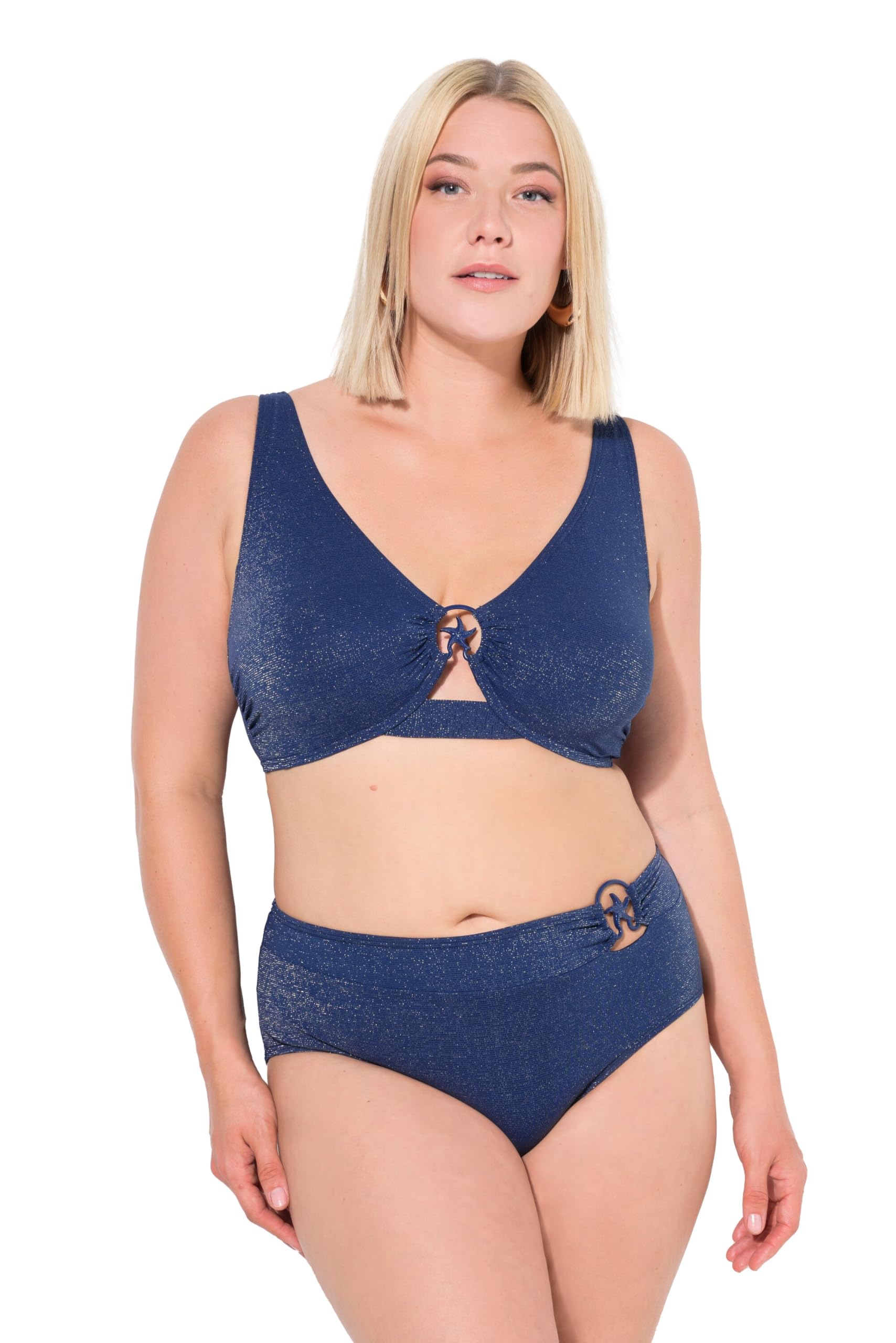 Ulla Popken Ladies Sophia Glitter Texture Shell Bikini Set