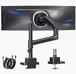 MonTEK 17-57 Inch Dual Ultrawide Moniteur Bras pour Jusqu'à 59.4lbs Écran, Support de moniteur réglable en aluminium à ressort à gaz lourd et incliné verticalement,75/100mm Mont Vesa, noir