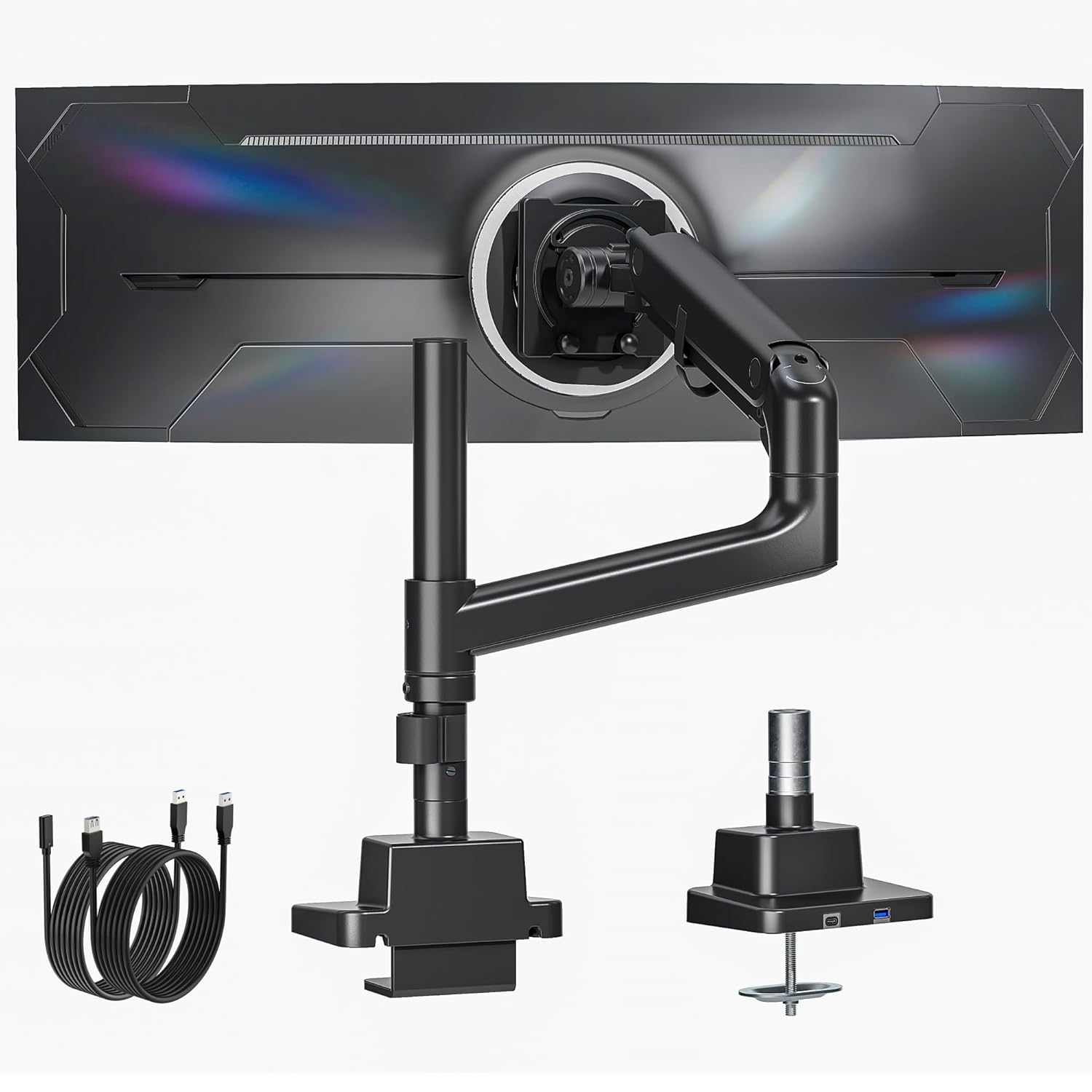 monTEK Heavy-Duty Single Monitor Arm for 17-57 inch up to 59 4lbs Ultrawide Screens Gas Spring Dual Curved