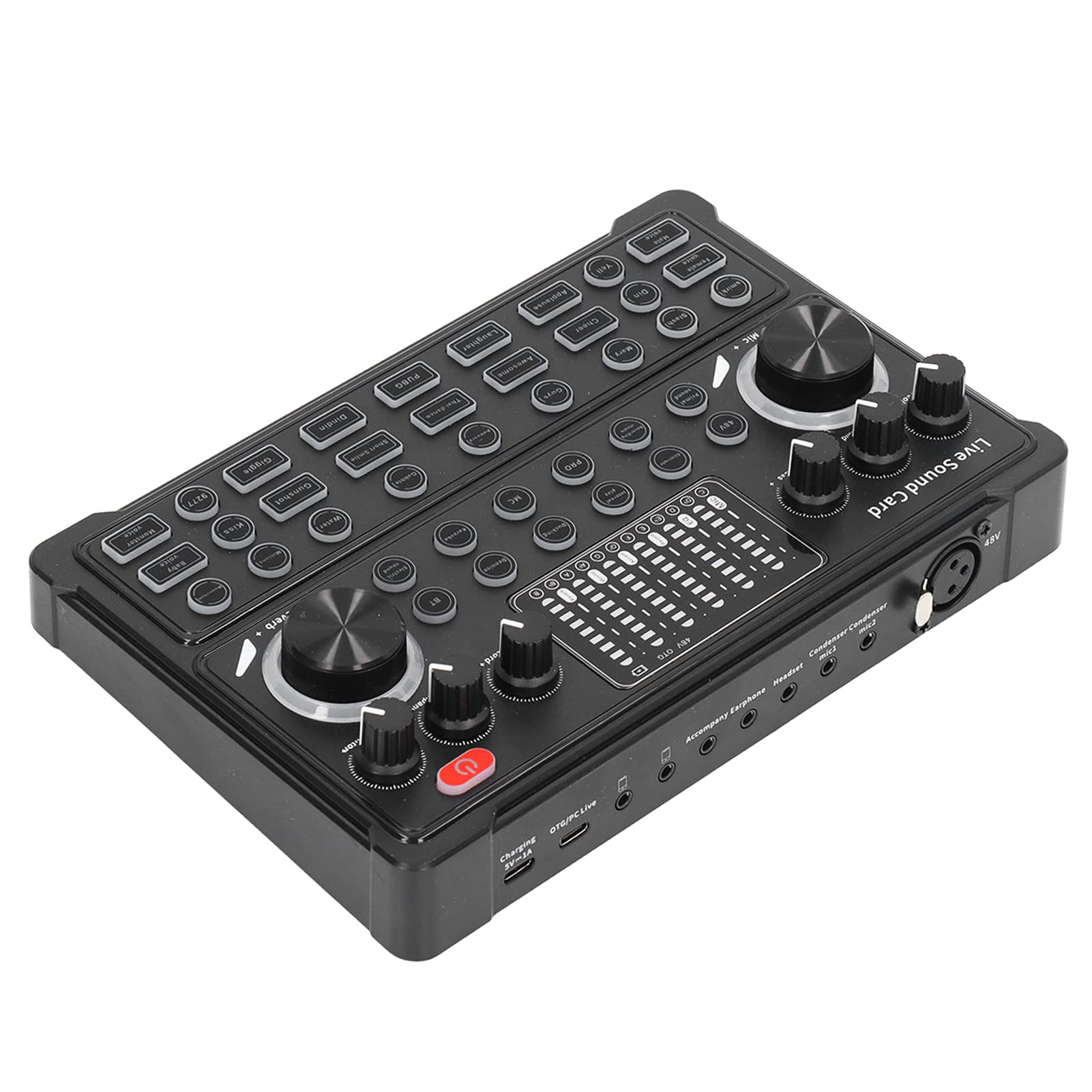 Tarjeta de Sonido en Vivo, Tarjeta de Sonido en Vivo Multifuncional, Pantalla LED, Reducción de Ruido, Conexión, para Transmisión en Vivo, Tarjetas de Sonido Externas