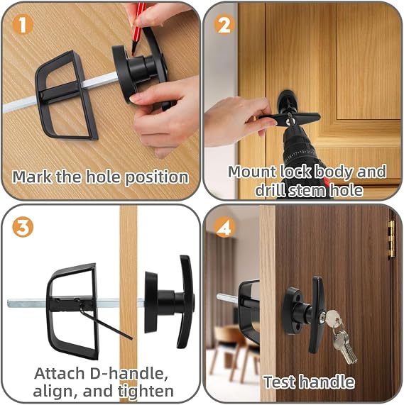 WRINGKIT Shed Door Latch Kit, 5 Keys and 2 Spring Loaded Latches