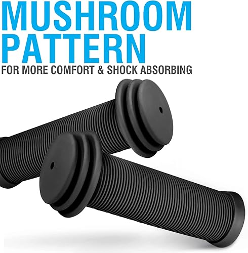 Miniatura 4 de MARQUE Mini empuñaduras para manillar de bicicleta para niños, empuñaduras de bicicleta con patrón de hongo, agarre cómodo para bicicleta infantil