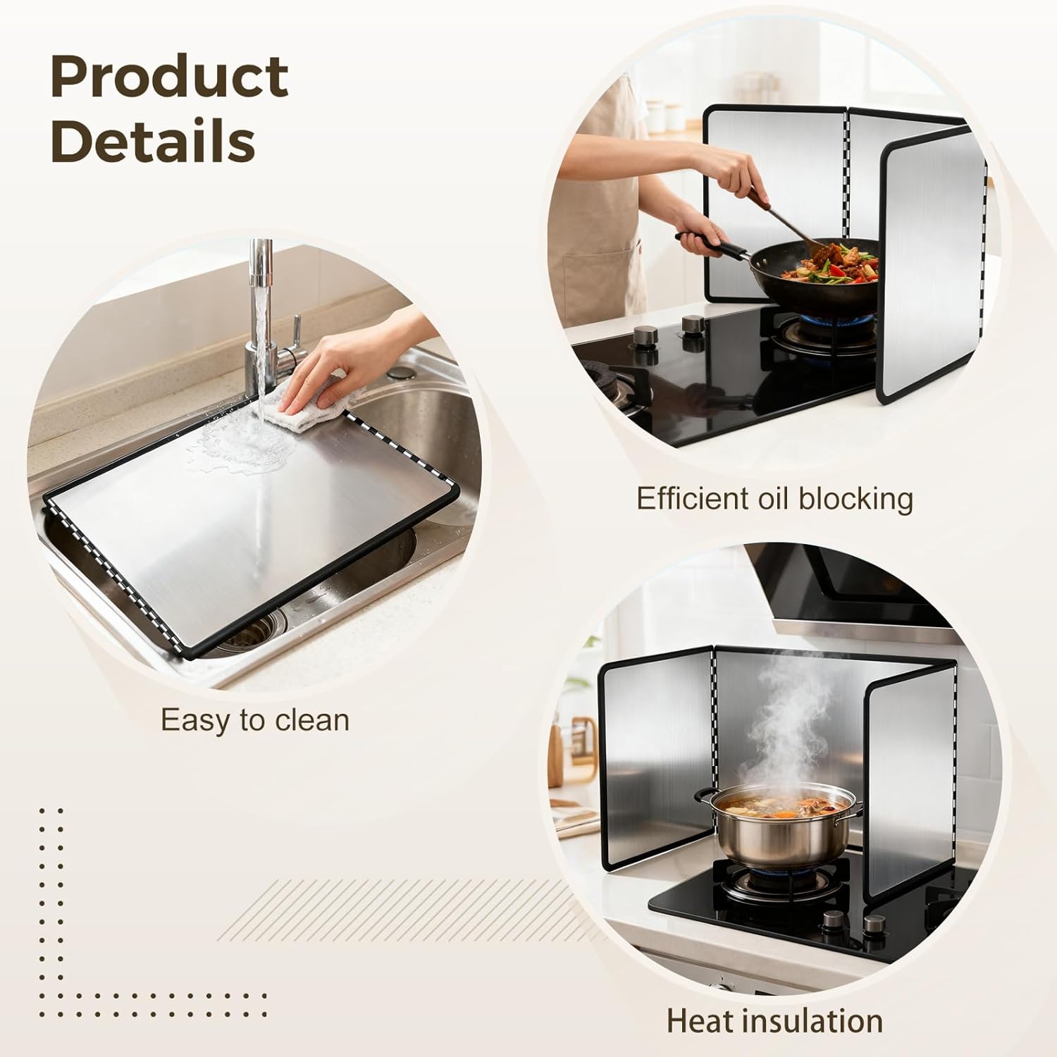 Foldable 3 Sided Oil Splash Guard, Made of Galvanized Steel, for Frying and Stove Top, Small Size Splatter Shield