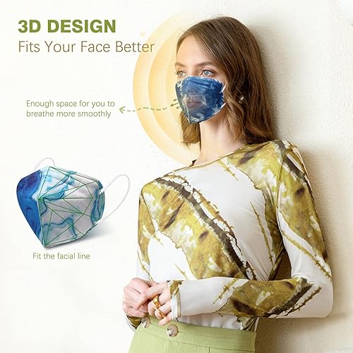 Miniatura 2 de POQCCT Mascarillas KN95, paquete de 50 unidades, transpirable, respirador de seguridad transpirable, 5 capas, copa multicolor, máscara KN95