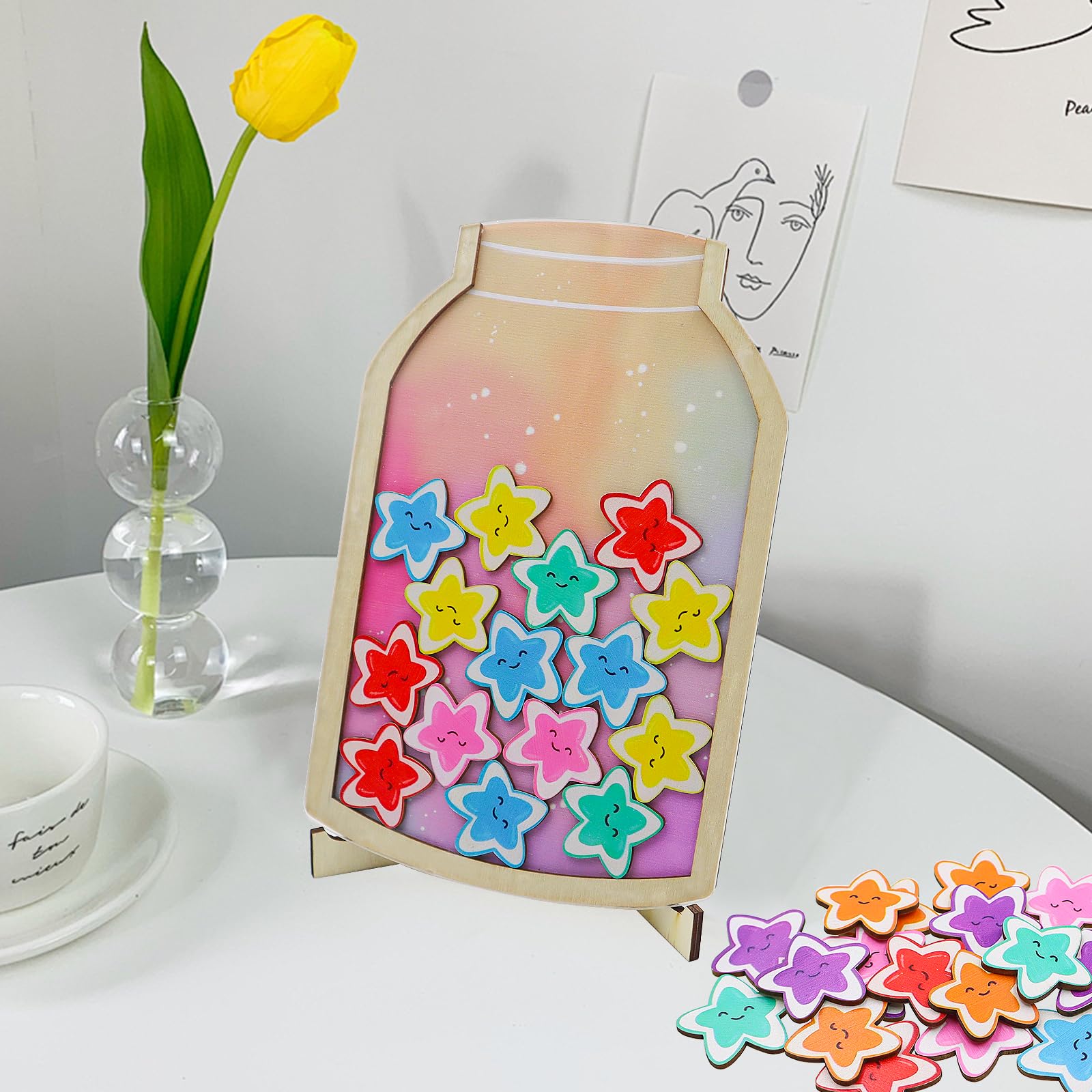 Barattolo Premio Stella per Bambini,Barattolo di Ricompensa,Barattolo Ricompensa con Stelle,Reward Jar, Barattolo Ricompense,Un Barattolo di Stelle,per Insegnanti Casa E Scuola