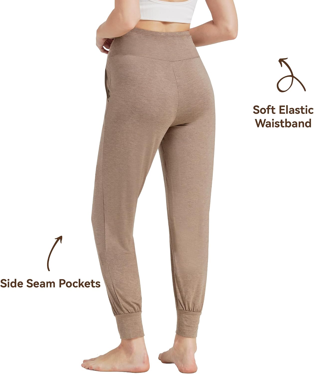 Maternity Pants for Women Bamboo Viscose Over The Belly Lounge Bottom Soft Pregnancy Pant with Pockets S-XXL