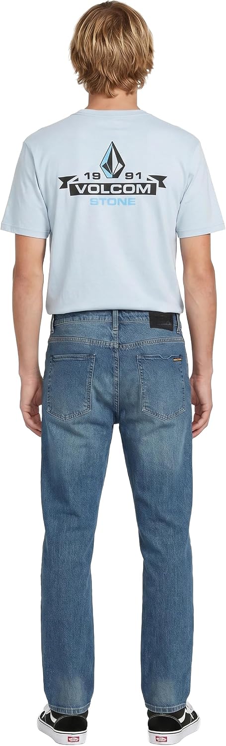 Volcom Men's Relaxed Fit Jeans – Straight Leg Stretch Denim Pants - 17" Leg Opening