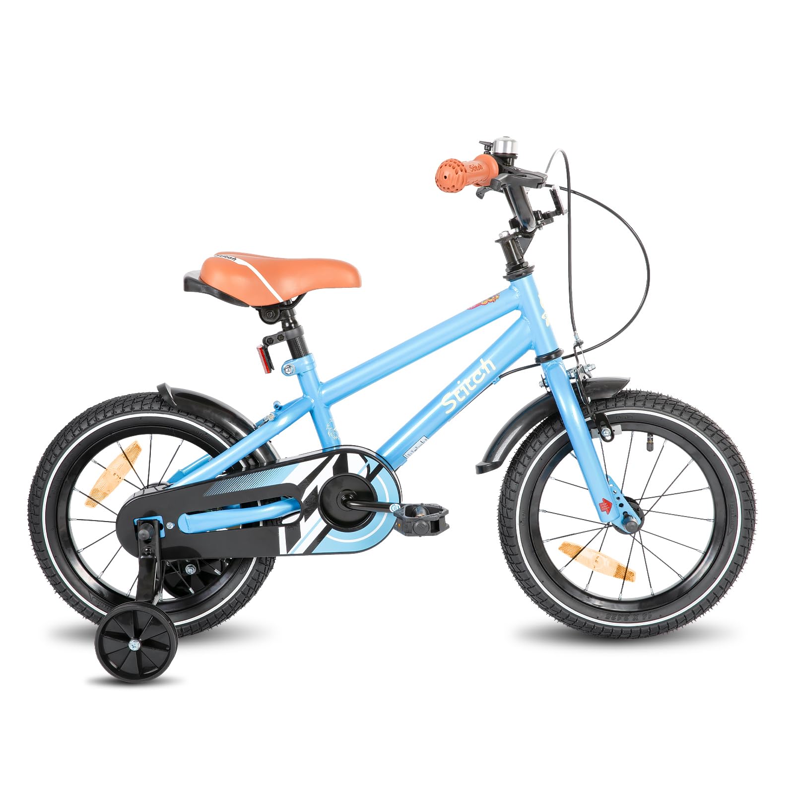 STITCH Kinderfahrrad 14/16/18/20 Zoll für Mädchen und Jungen im Alter von 3 bis 13 Jahren, 14/16/18/20 Zoll Kinderfahrrad mit Stützrädern (rosa, beige, blau, Silber, grün)