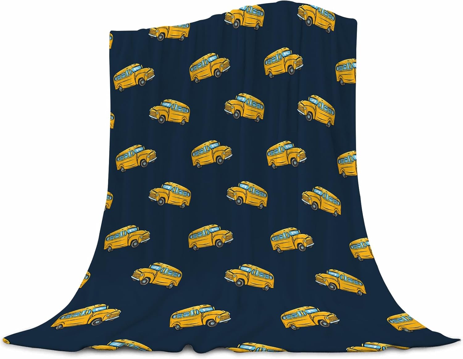 School Bus Blanket - Large 60x80 Inch Plush Fleece Throw, Yellow Bus Themed Driver Gift & Home Decor for Adults & Kids, Ultra Soft Cozy Blanket for Couch, Bed, Dorm