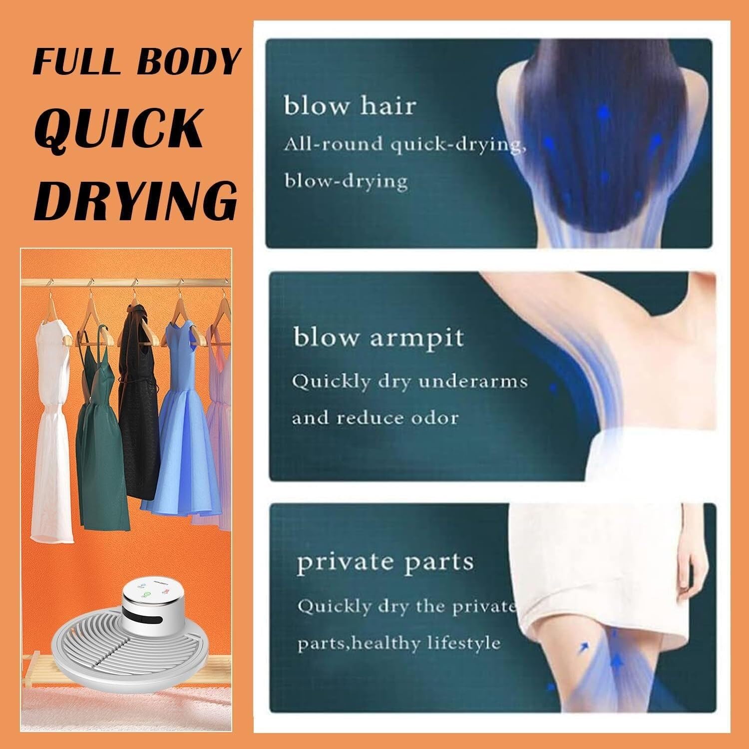 Full Body Dryer, After Shower Negative Ion Body Heater Hair Dryer for Bathroom/Hotel with Gravity Sensor, Natural Warm and Cool Wind