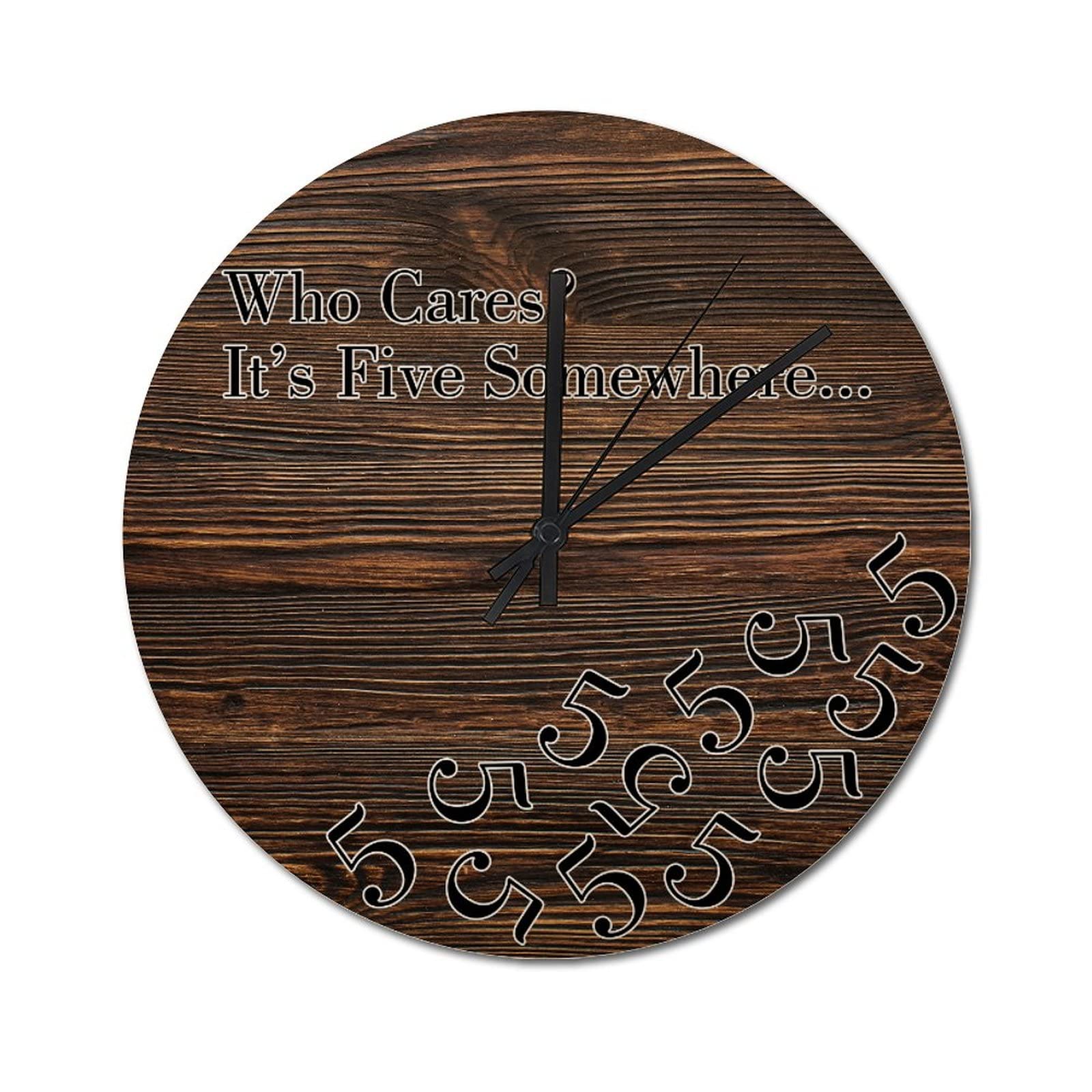 Horloge ronde rustique rétro de haute précision 38cm en bois véritable