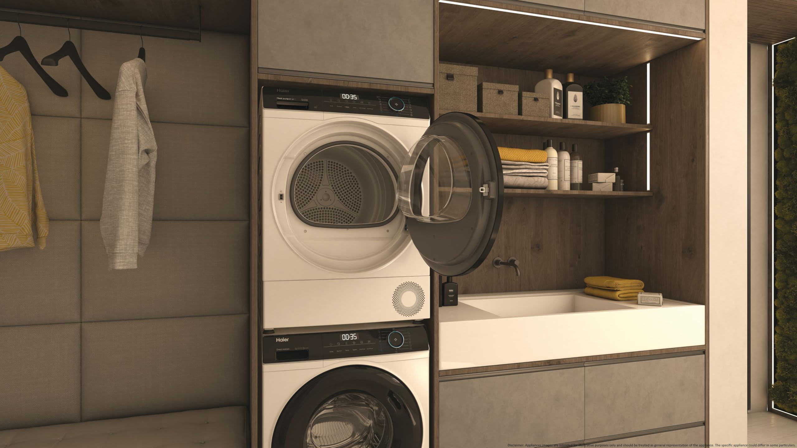 Haier I-Pro Série 3, HD100-A2939E-IT, Sèche-linge, 10 kg, Classe A ++, 65 dB, Vapeur, 15 programmes, Blanc, AxLxP 84,5 x 59,5 x 66,5 cm
