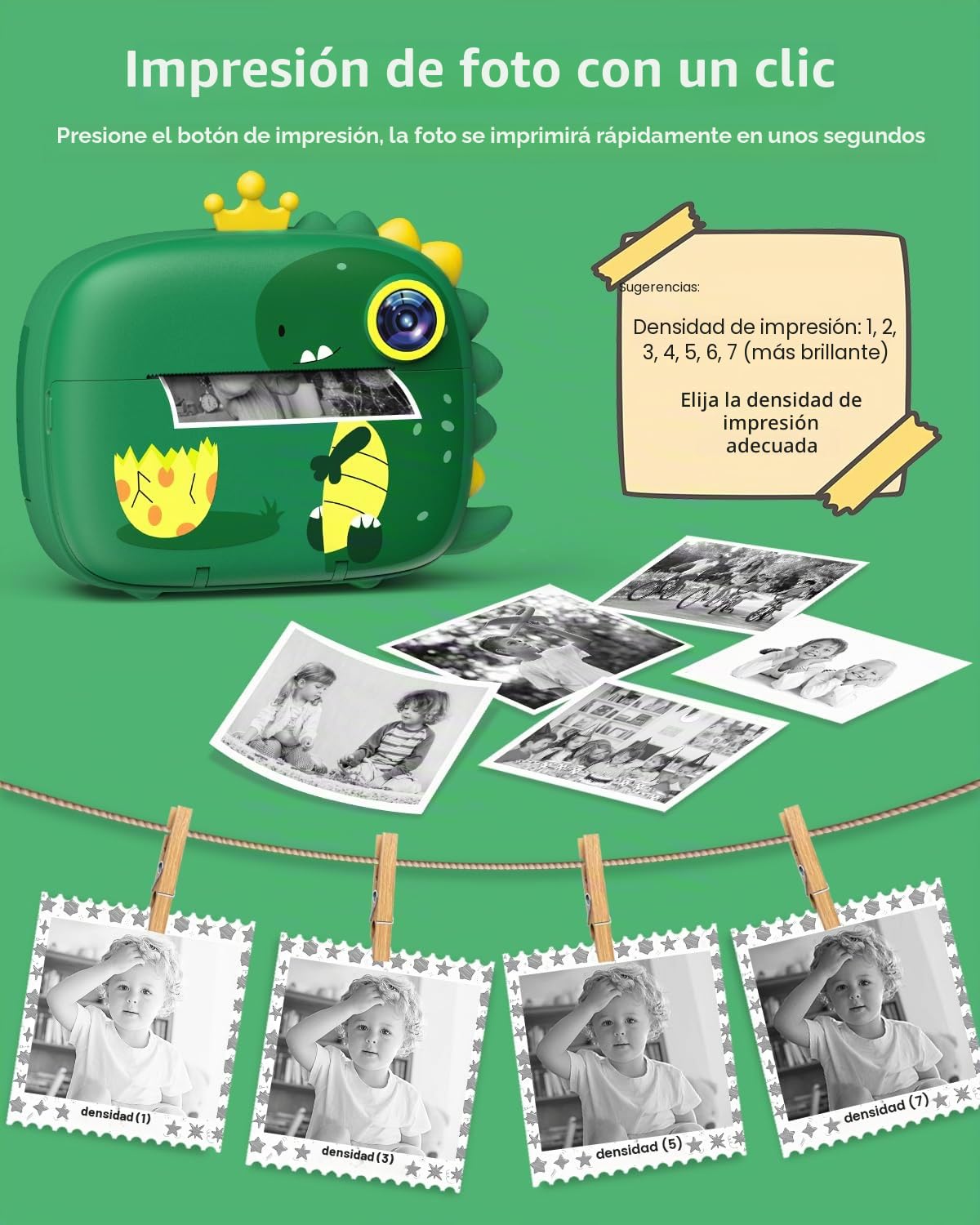 Hangrui Camara Fotos Infantil Instantanea, 2.4" HD 1080P Cámara Instantánea para Niños, Camara Instanea Infantil con Tarjeta de 32G,Papel de Impresión y Bolígrafos de Colores, Regalos Juguete