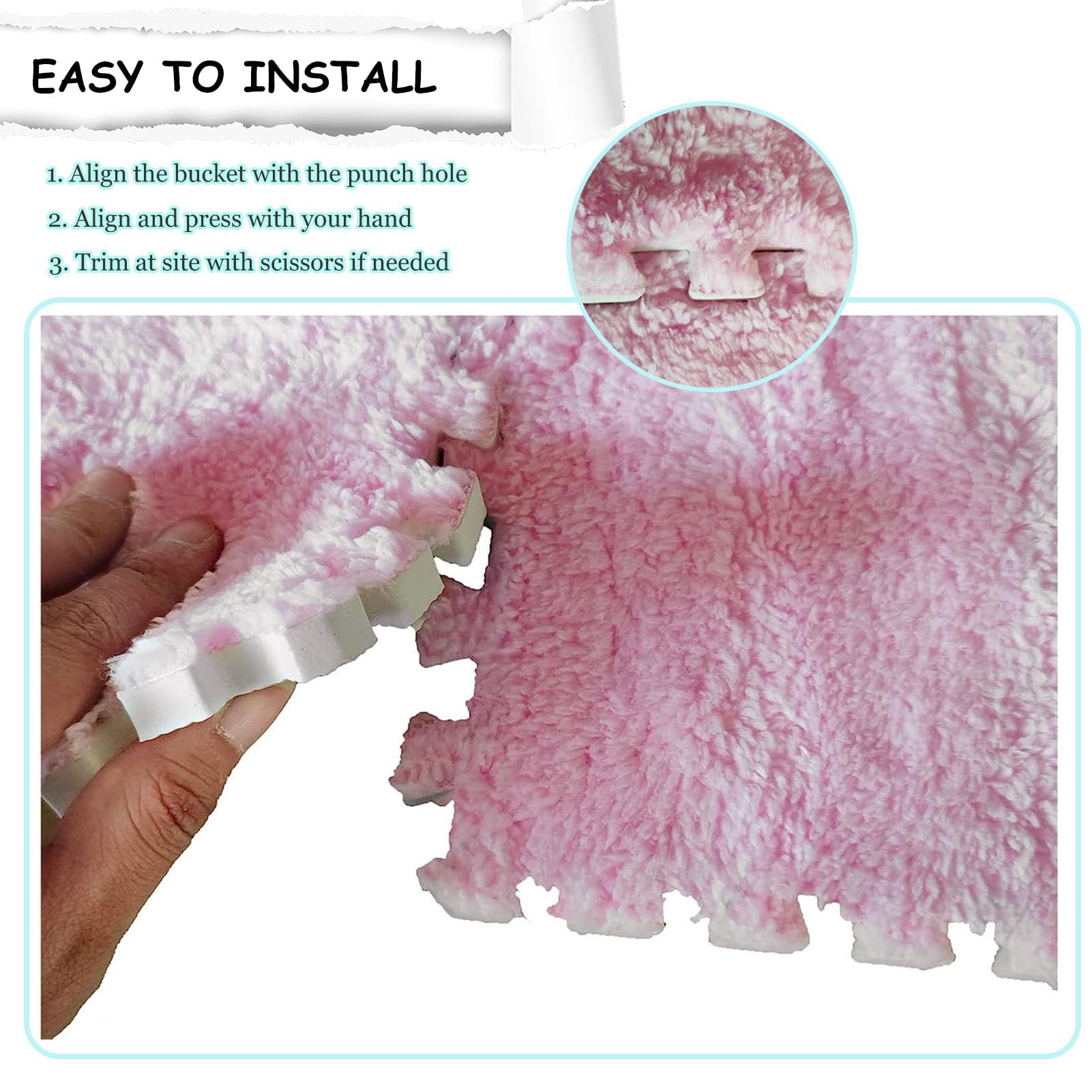 Tappeto ad Incastro Splice 16 tappetini Quadrati in Schiuma di Peluche, tappetini Quadrati in Schiuma ad Incastro Puzzle per la Decorazione del Pavimento della casa tappe,Gray+Apricot