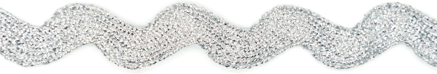 Glitter RIC Rac Trim - 3/8 Inch (10mm) - 5 Yards - Gold Wave Bending Fringe Trim Glitter Lace Ribbon RIC Rac Trim for Sewing Clothes Gift Wrapping Home Party Decoration GL0305