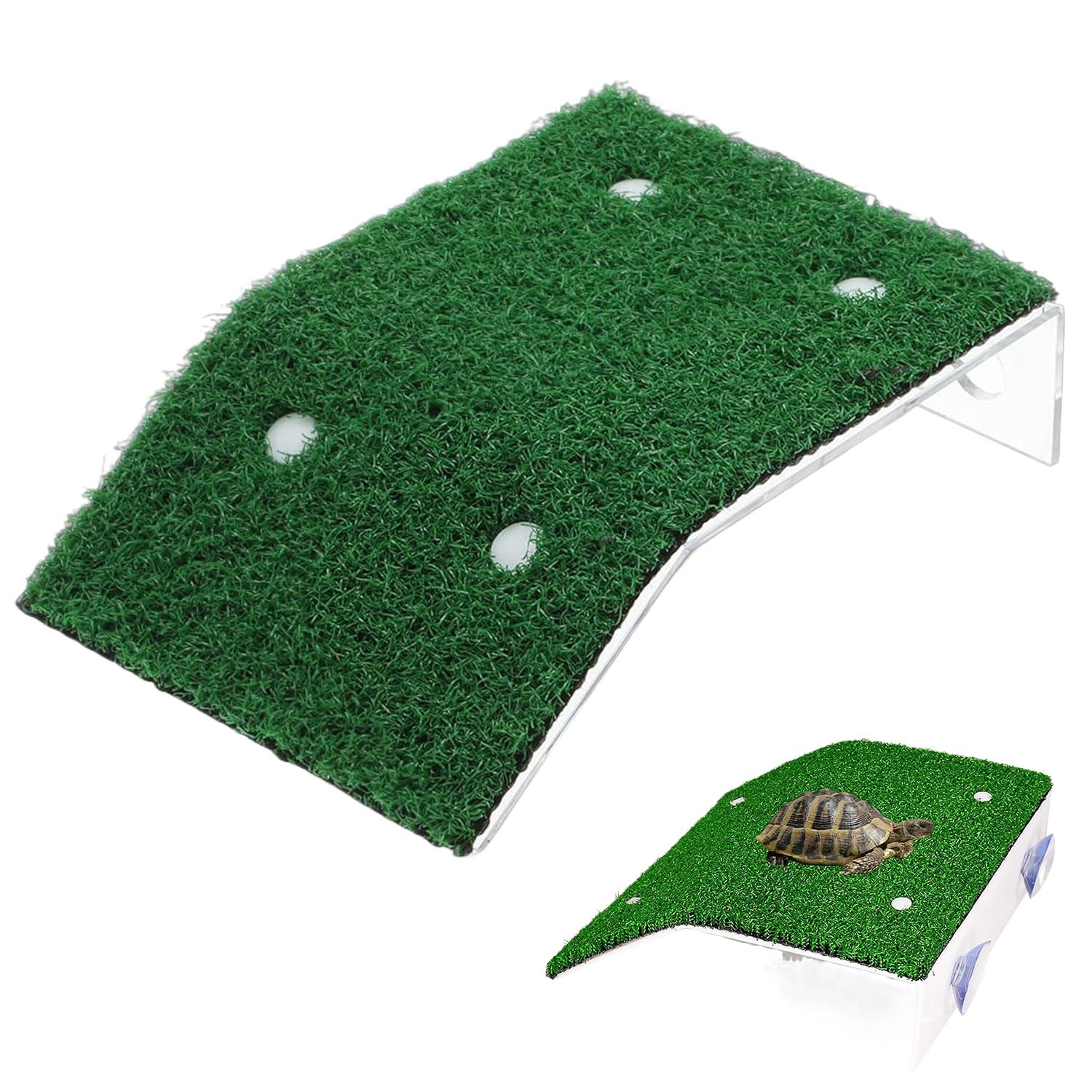 Piattaforma Tartaruga, Piattaforma Solare per Tartarughe, Rampa per Tartarughe d'Acqua, Simulazione Erba Tartaruga Rampa, per Terrina di Rana Rettile Piccola, Acquario Serbatoio Decor