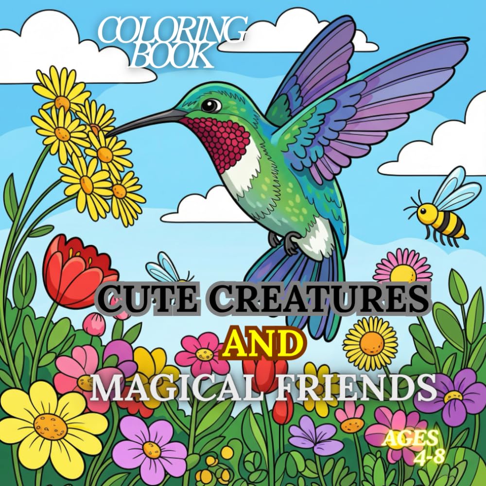 Cute Creatures & Magical Friends Coloring Book: A Fun and Relaxing Coloring Book with Animals, Dragons, Space & More